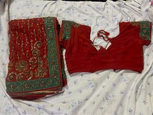 Red Embroidered saare