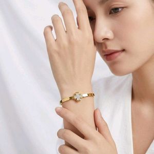 stainless steel gold kada bracelet