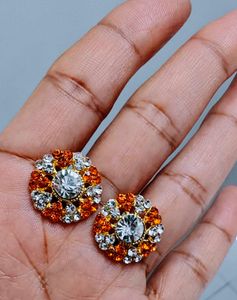 🧡 Elegant Orange Crystal Studs