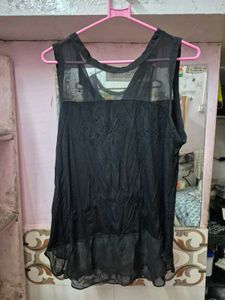 Chic Black Sleeveless Mesh Top