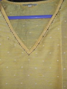 Yellow Kurta with White Dots