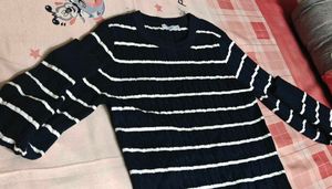 Navy & White Striped Knit Sweater