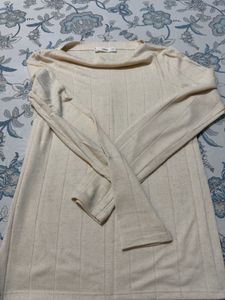 Cream Striped Long Sleeve Top