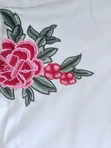 Embroidered Pastel Crop Top with Pants