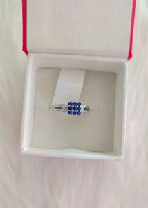 92.5 Sterling Blue Stone Ring Wth Hallmark