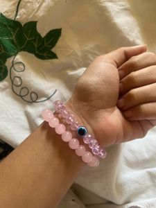 Two pink  pearl bracelet