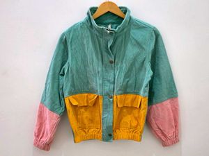 Women's Multicolor Colorblock Corduroy Bomber Jack