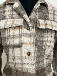 Vintage Brown Plaid Fitted Jacket