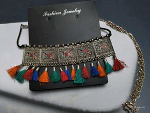 Navratri Boho Necklace - Multi color, oxidised