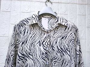 Korean Pintrest Stylish Zebra Print Button-Up Shir