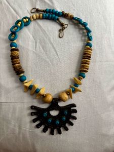 Boho Beaded Necklace with Pendant