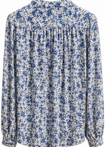 Floral Print Mock Neck Blouse