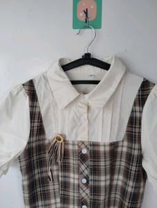 Plaid Layered Puff Sleeve Top