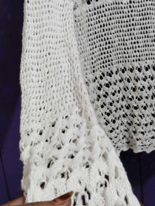 Chic Crochet White Cardigan
