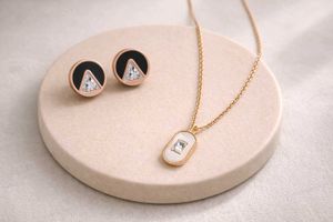 water resistant Gold Tone Necklace & Earrings Set