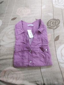 Purple Button-Up Tunic Top