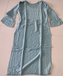 Grey Colour Kurti With Puffy Sleeves M Size