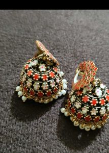 Red and Pink Jhumka Earrings Combo