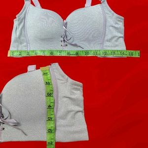 Lace-Up Front Grey Bra