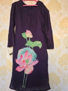 Hand-Painted Lotus Kurta