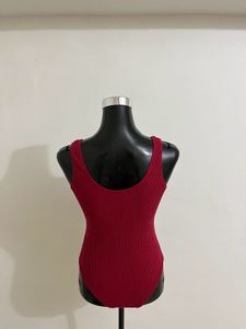 Red Sleeveless Bodysuit