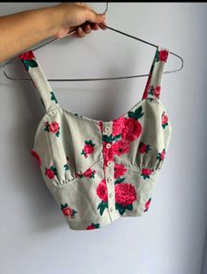 Floral Button-Up Crop Top