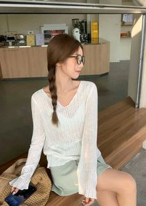 Y2k Sheer White Long Sleeve Top 🍁