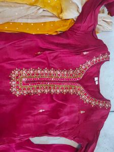 Red Embroidered Kurta Set with Dupatta