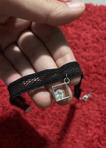Lace Choker with Square Pendant