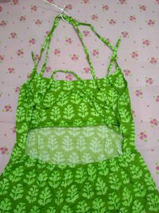 Bright Green Block Print Top
