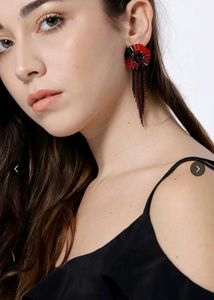 Red Contemporary Drop Earrings
