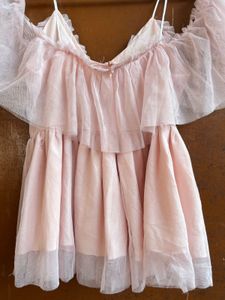 Sheer Ruffle Cold Shoulder Dress