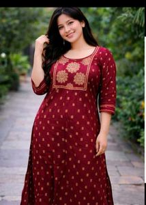 Maroon Kurta with Gold Print