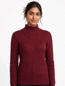 Cable Knit Mock Neck Sweater