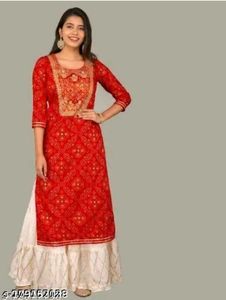 Red Printed Kurta Set
