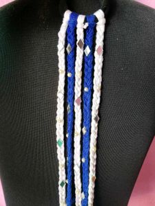 blue and white hair accessories for navratri