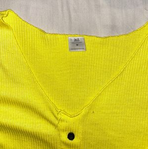 V-Neck Button-Up yellow Top