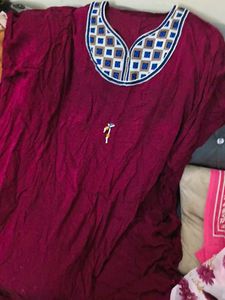 Maroon Kurta Set with Floral Print