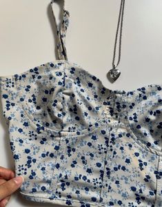 Floral Print Cropped Bustier Top