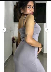 Elegant Grey Spaghetti Strap bodycon Dress