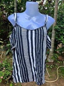 Chic Striped Cold Shoulder Top