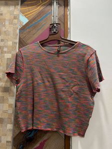 Cropped Multicolored Ribbed Top