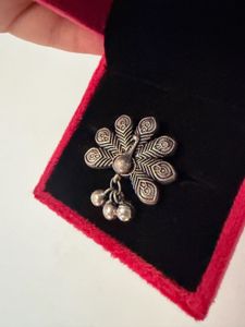 Peacock Design Nose Pin with Dangles