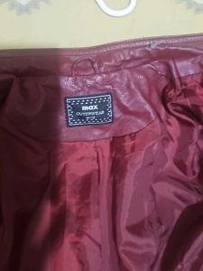 Stylish Burgundy Faux Leather Jacket