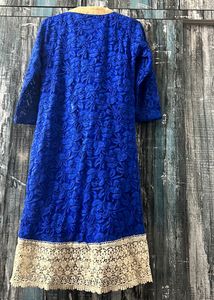 Net Embroidered Straight Kurti
