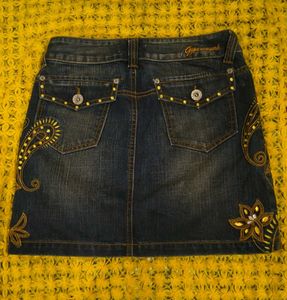 Y2K Embroidered Denim Mini Skirt