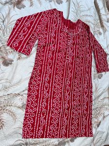 Chikankari Kurti + Bandhani Kurti