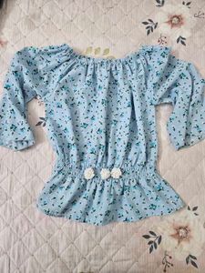 Light Blue Floral Off-Shoulder Top &amp; Legging