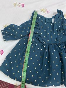 Girls Teal Polka Dot Dress