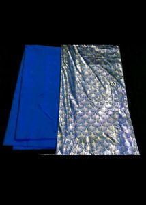 Blue Dress Material with Metallic Print